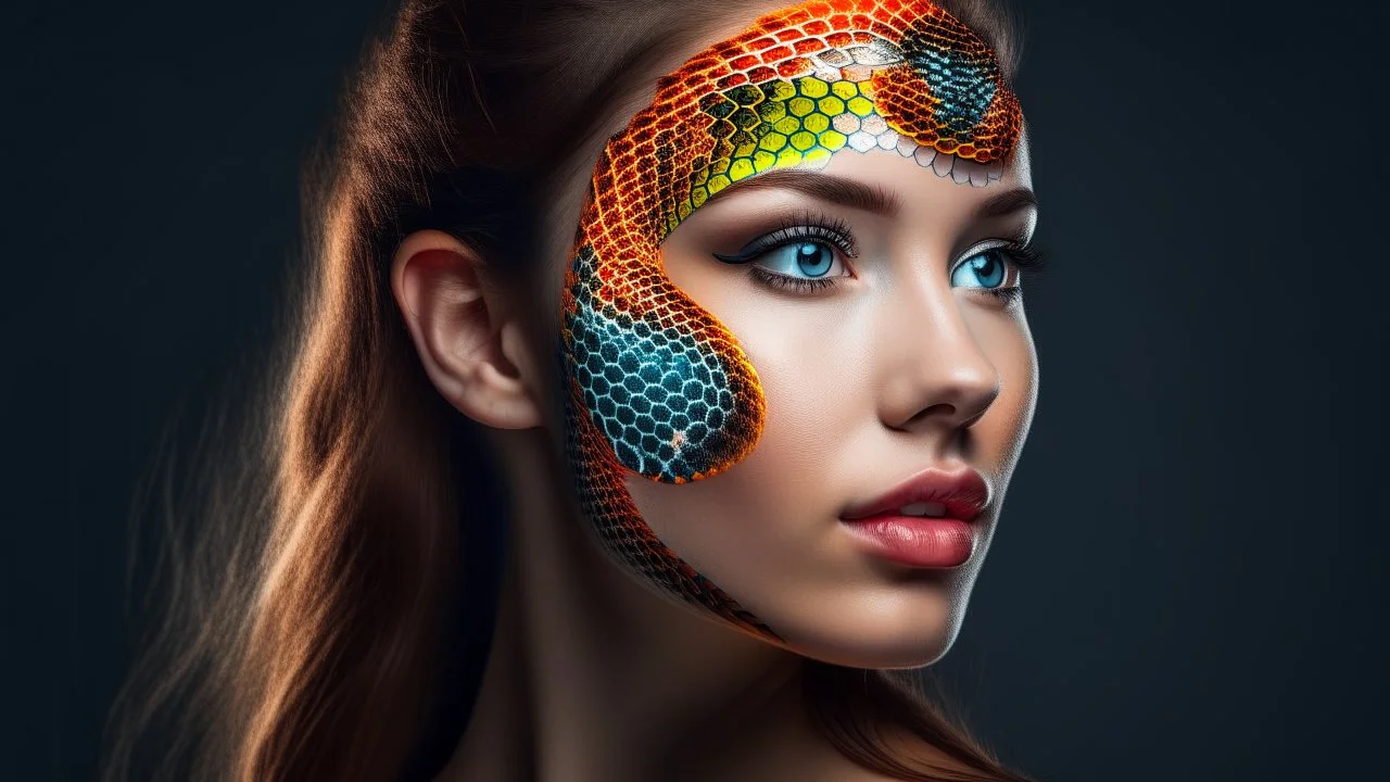 a beautiful woman with scaly skin,