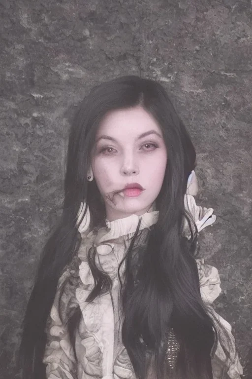 Wednesday Adams black hair in dark room