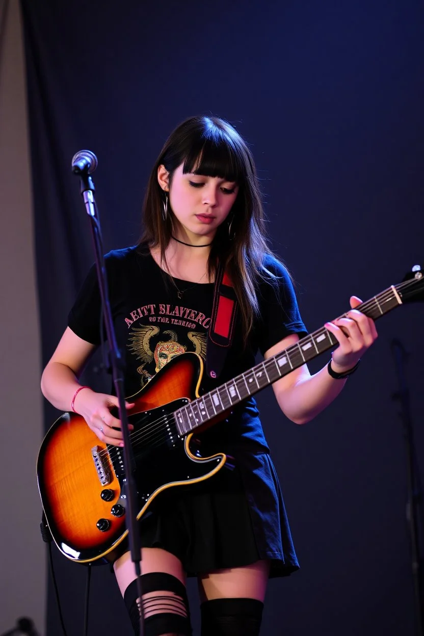 goth girl rockin' on the guitar