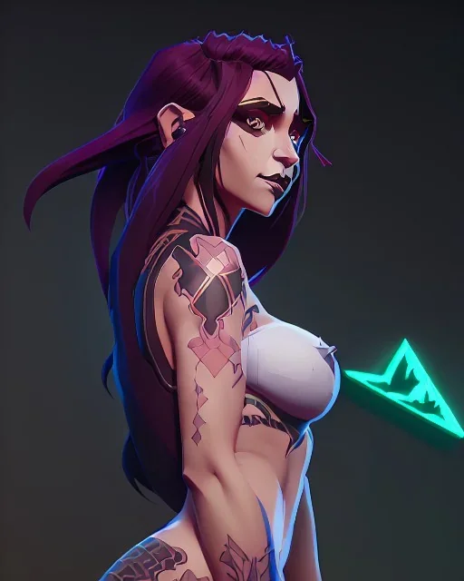 Isometric art of a short Succubi women with small black ram horns and deep red hair and green eyes, soft lighting, complimentary pastel gradients, high definition, 3d icon clay render, blender 3d