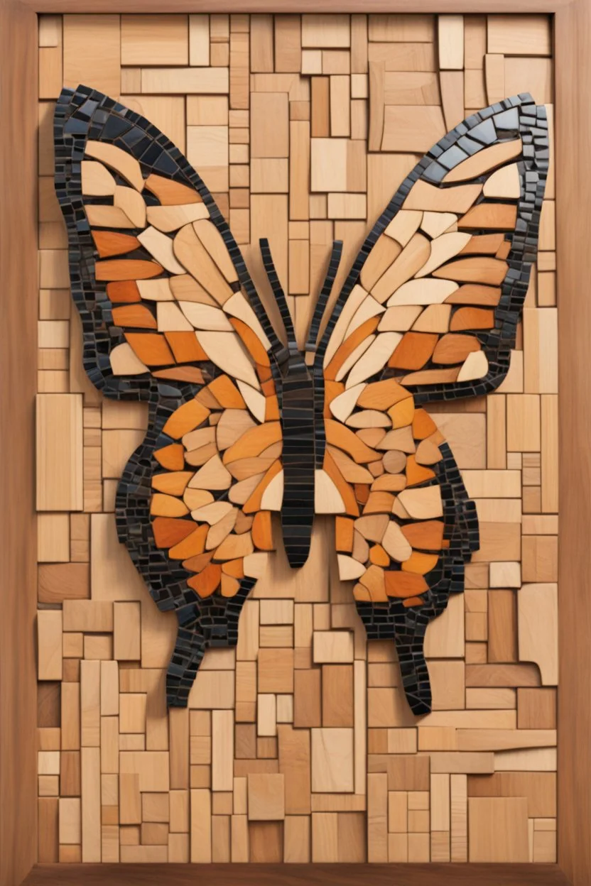 very beautiful butterfly wood mosaic