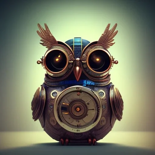 Steampunk Owl, tilt shift,miniature, extreme detail, Photorealism, macro lens 70mm,bokeh, cinema4d, HDR, 8k, unreal engine 5