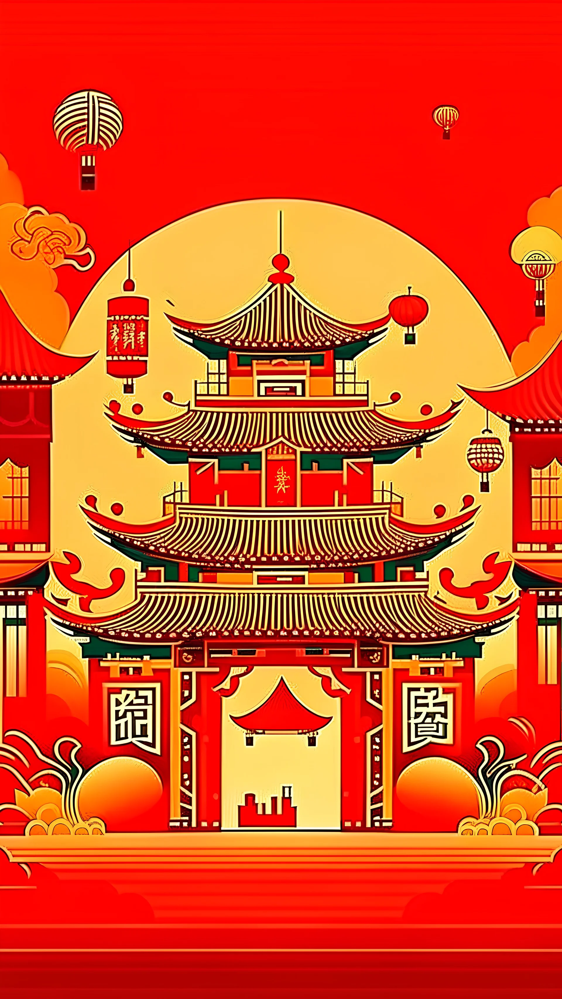 chinese new year backgound, modern construction element