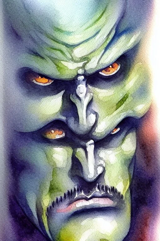 dnd, fantasy, watercolour, ilustration, dao, earth elemental, rocky face, rocky body, portrait