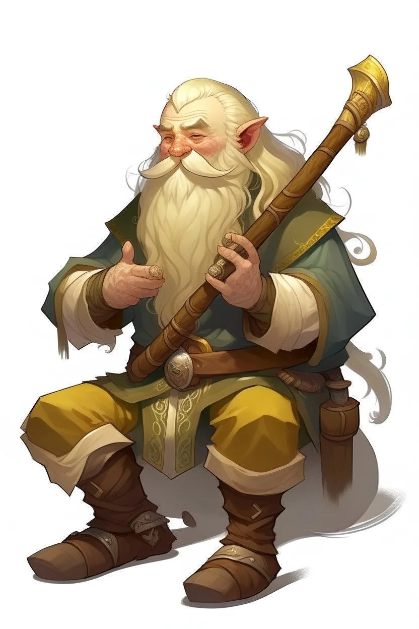 teenage blonde bard mountain dwarf with godlike flute dnd