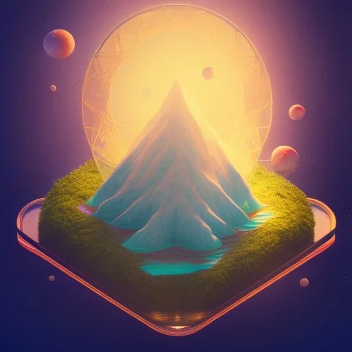 100mm photo of isometric floating island in the sky, surreal pizza with jewels, intricate, high detail, behance, microworlds smooth, macro sharp focus, centered