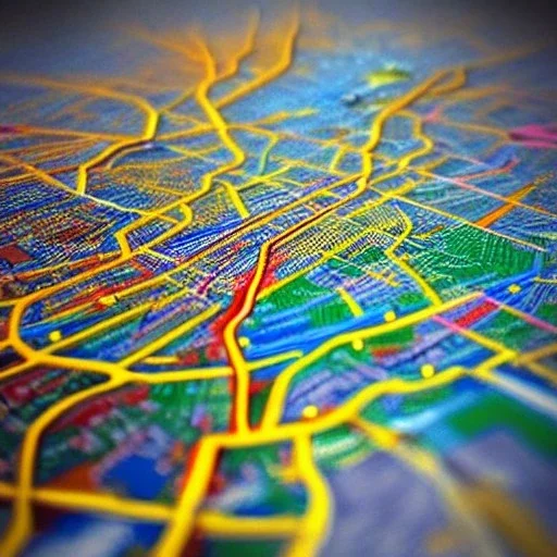 colored pins on a map, roads and highways, desaturated colored map, highly detailed, intricate design, smooth, realistic render, Artstation, smooth, sharp focus, illustration, artgerm