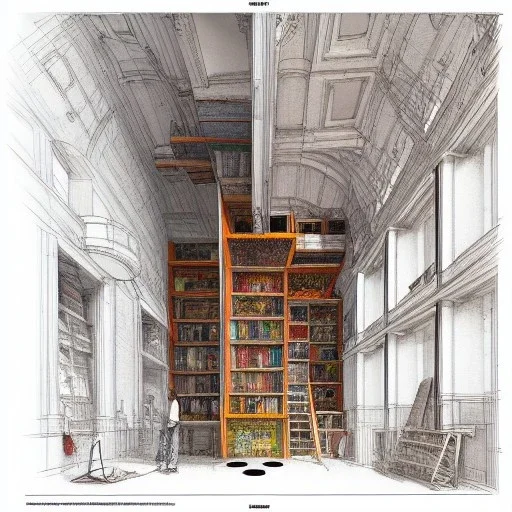 Details building cross section, interior croquis, building interior architecture,building cross section,colourful detailed room+Book illustration by , Jean Baptiste Monge, strong lines, high contrast vibrant colors, highly detailed, 16k resolution, trending on behance