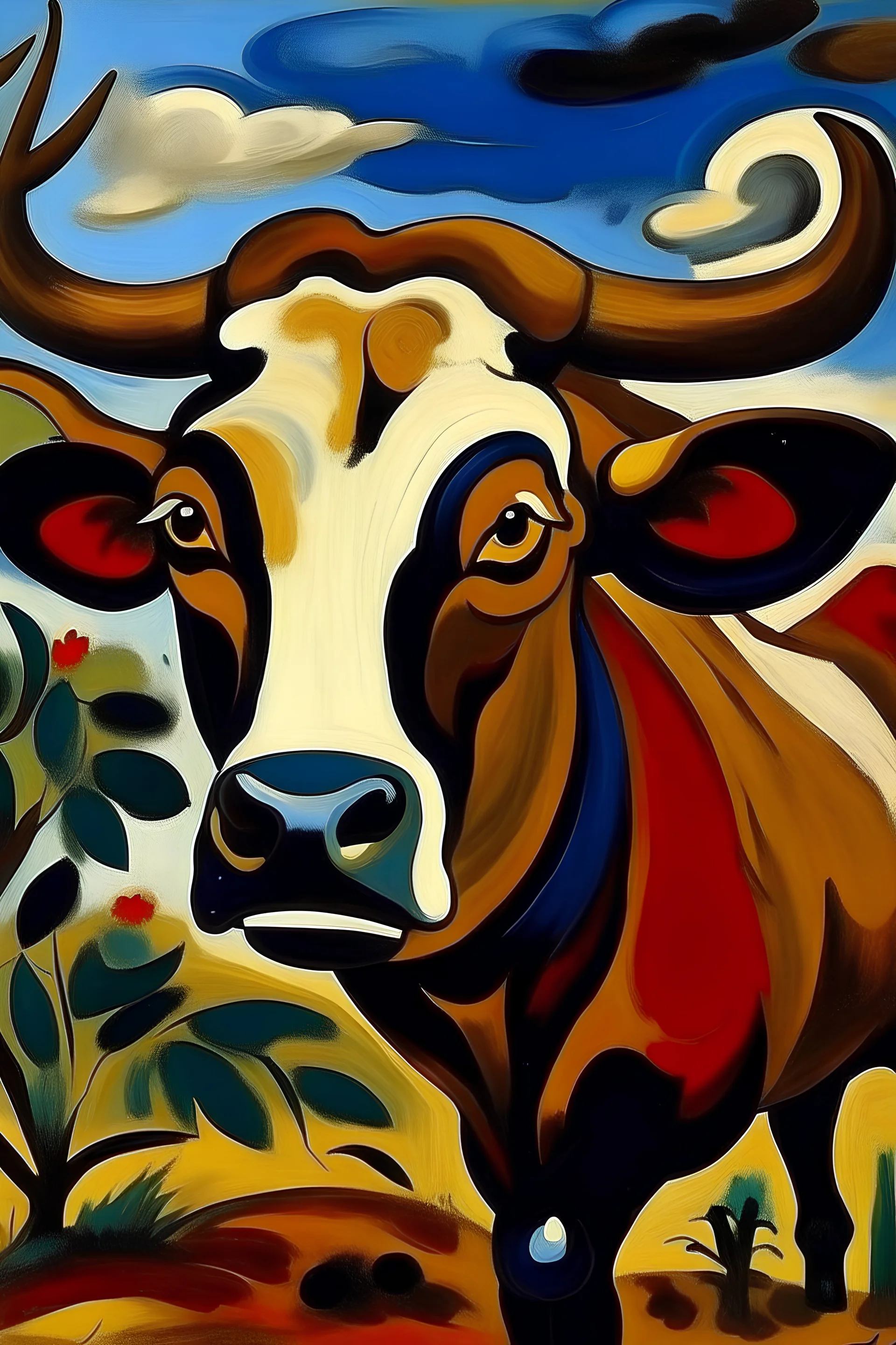 ojo de una vaca en tres d al estilo andre derain