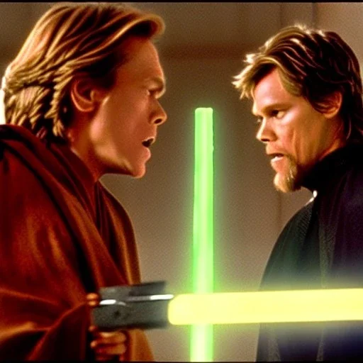 Kevin Bacon as Obi-wan Kenobi Cuts Bruce Cambell as Anakin Skywalker limbs off.