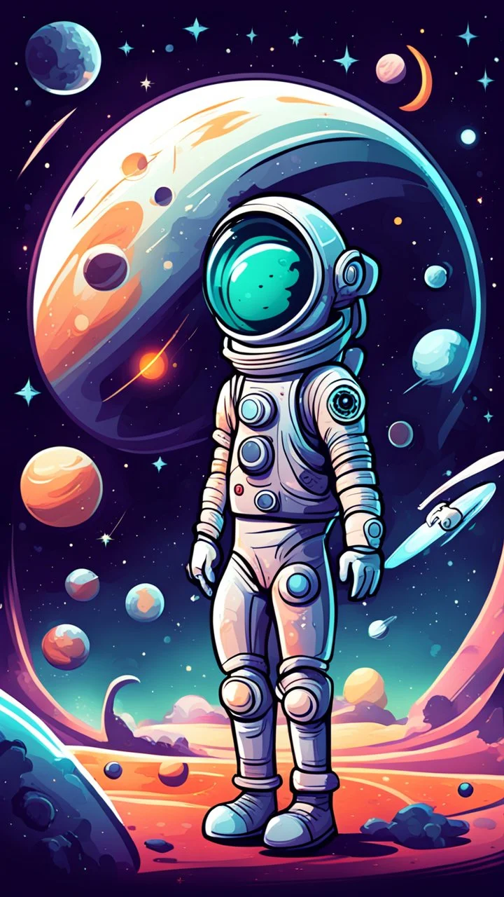 space cartoon stylized. retrow