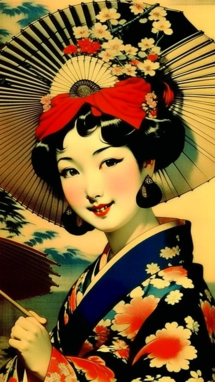 Pinup art from japanese style 1900 movie.