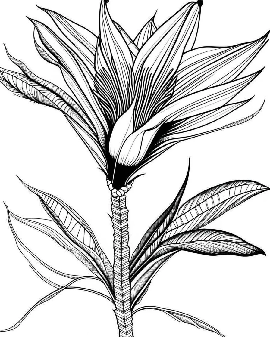 real massive Bird of Paradise flower coloring page