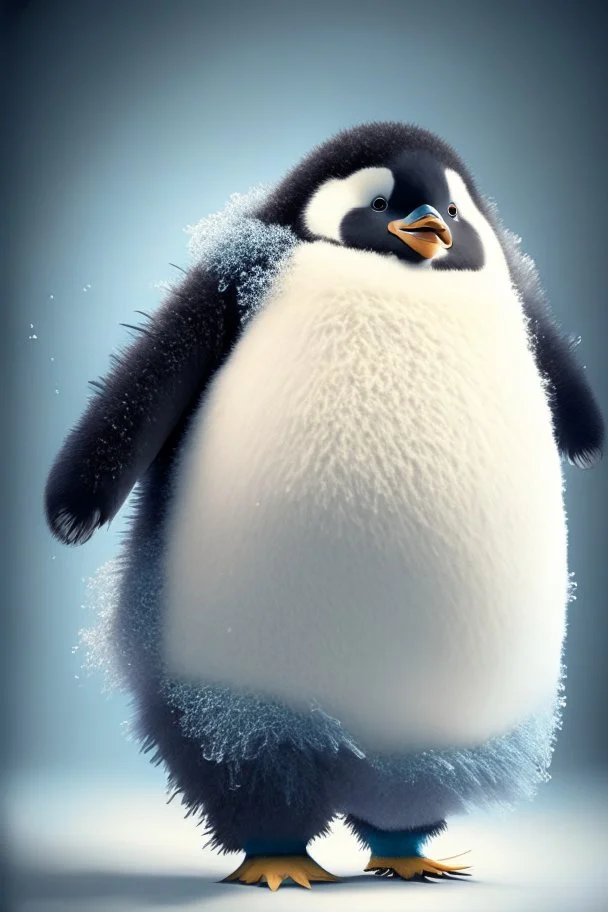 cheery penguin avatar full body in fluffy material