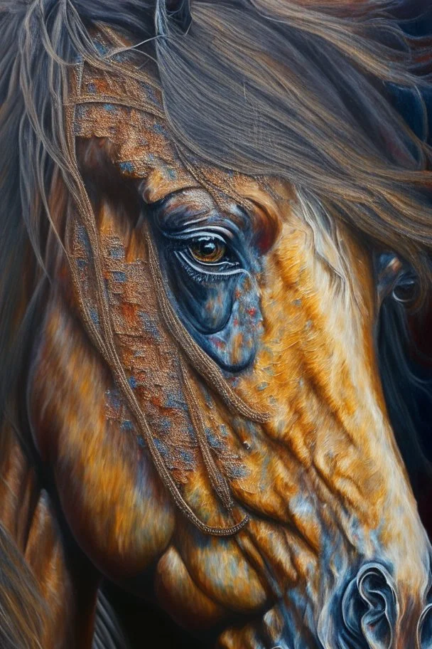 Phoenix Horse-face mixed ,highly detailed, sharp focus, elegant, ultra reallistic, intricate, oil on canvas, beautiful, high detail, crisp quality, colorful