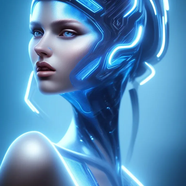 cyberblue, head, woman, portrai, tron