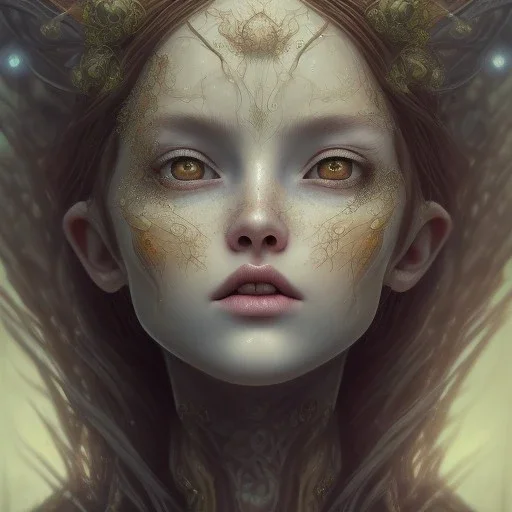 baby, karlan, rusty metal, anime, Dryad, fae, sidhe, ominous, nature, plants, wildflower, facepaint, dnd character portrait, intricate, oil on canvas, masterpiece, expert, insanely detailed, 4k resolution, retroanime style, cute big circular reflective eyes, cinematic smooth, intricate detail , soft smooth lighting, soft pastel colors, painted Renaissance style