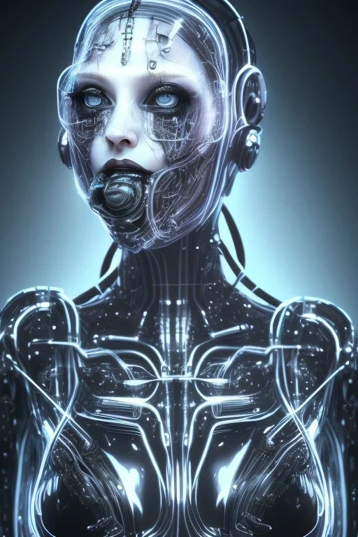 cyberpunk, black latex body, women, body portrai, open mouth, perfect skin, tron, cyborg , perfekt, real, dream, hr giger