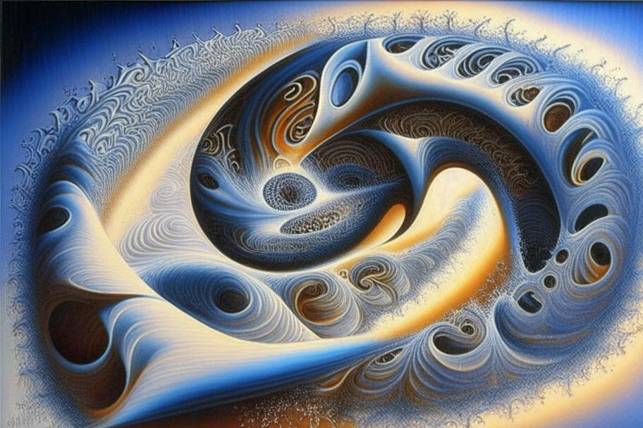 A highly detailed airbrush painting, using a parametric equation to create captivating art, x(t) = A * cos(a * t) * cos(t) + A * sin(b * t) * cos(t) and y(t) = A * cos(a * t) * sin(t) + A * sin(b * t) * sin(t), where 'A', 'a', and 'b' are constants, and 't' ranges from 0 to 2π. By experimenting with different values for 'A', 'a', and 'b', you can generate a variety of intriguing and visually appealing designs, combine this with other artistic elements and styles to create a captivating abstract