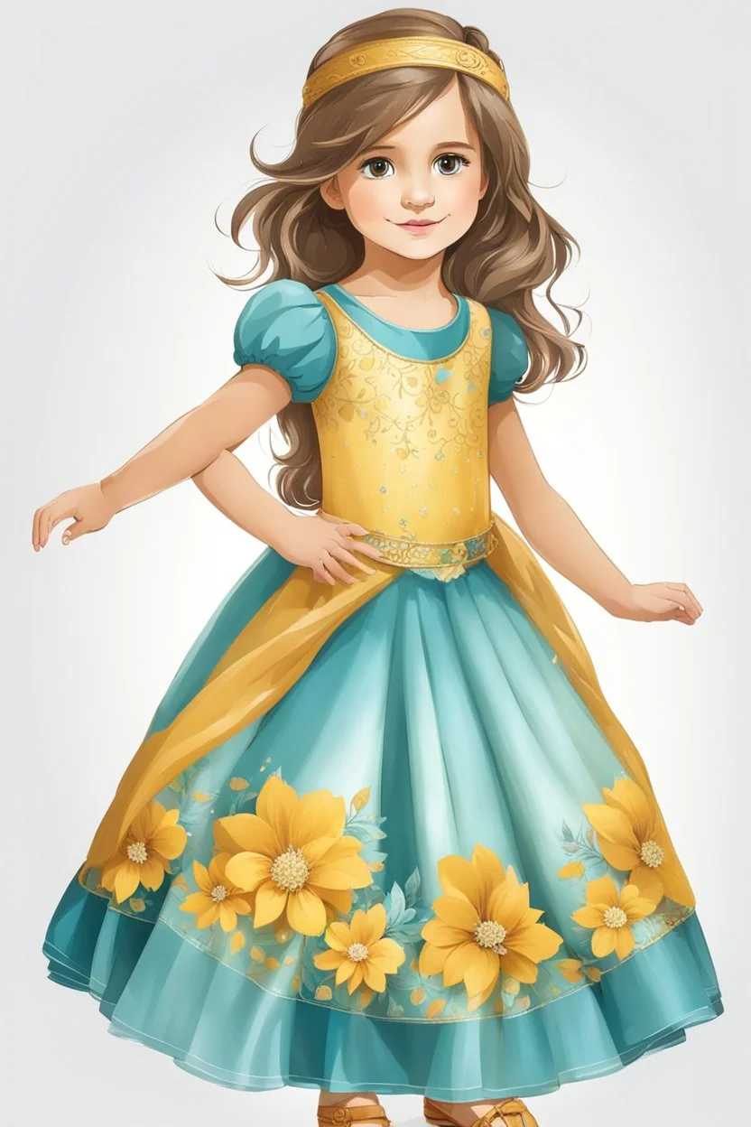 Little 8 years old girl wearing a pretty dress, standing pose