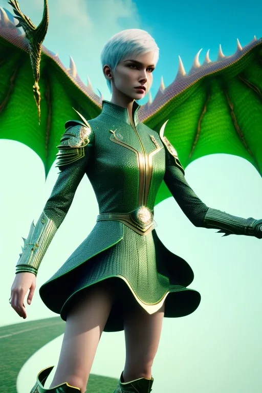 otherworldly women with short green hair and dragon wings wearing only dragon scales,mythical,fantasy , magnificent, majestic, highly intricate, Realistic photography, incredibly detailed, ultra high resolution, 8k, complex 3d render, cinema 4d.