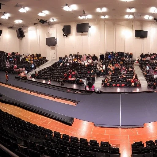 overlook of stage for one on one fighting