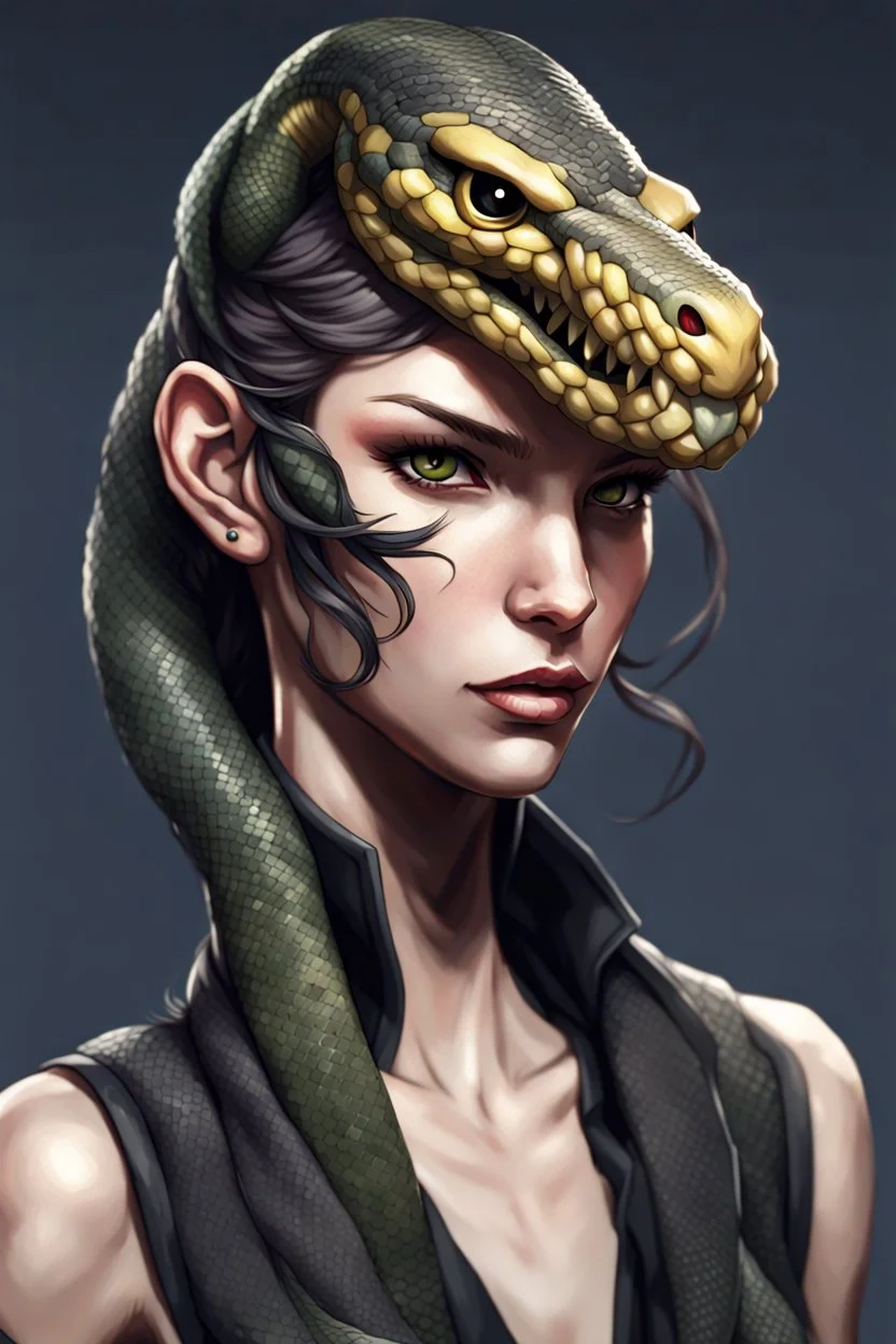 detailed persona, female snake head instead of hair