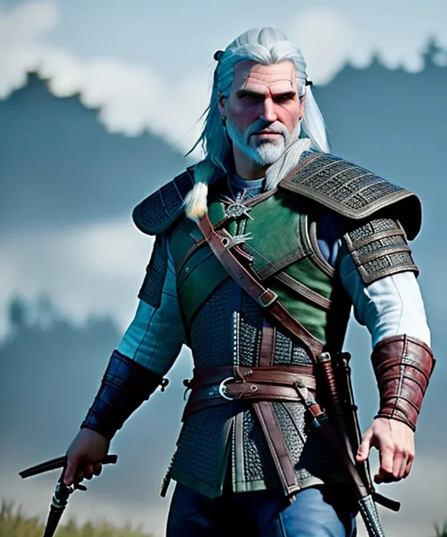  Geralt of rivia toddler, full body, dramatic lighting, hyper realistic,