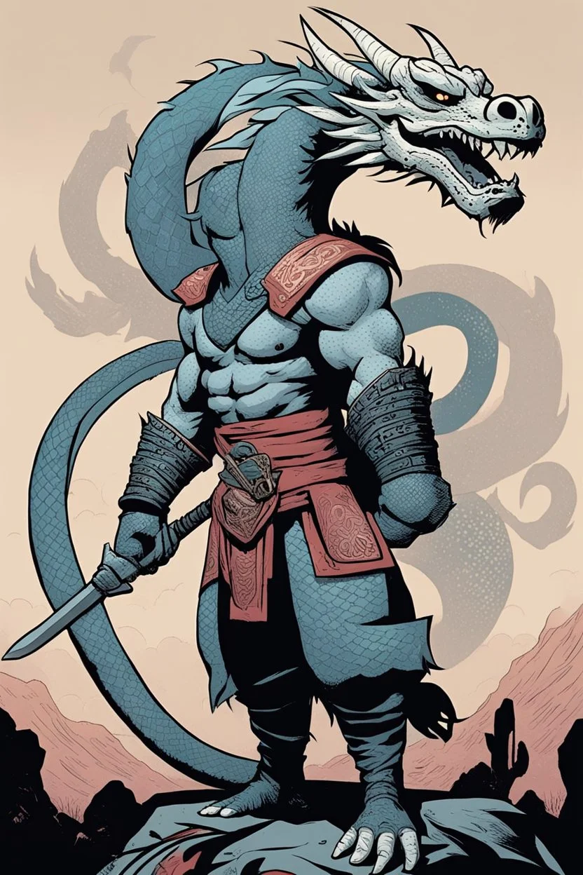 [comics Head Lopper style by Andrew MacLean] [mexican art by luchadora] the year of the snake is the year of the dragon