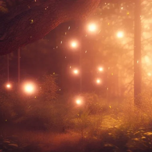 fireflies flying in the forest, ultra realistic, ultra highly detailed, shiny, smooth, studio quality, octane render, polaroid,--ar 1:1 --v4