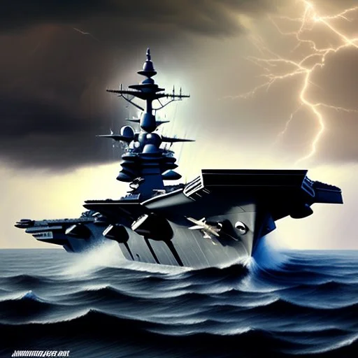 Aircraft Carrier In Severe Storm