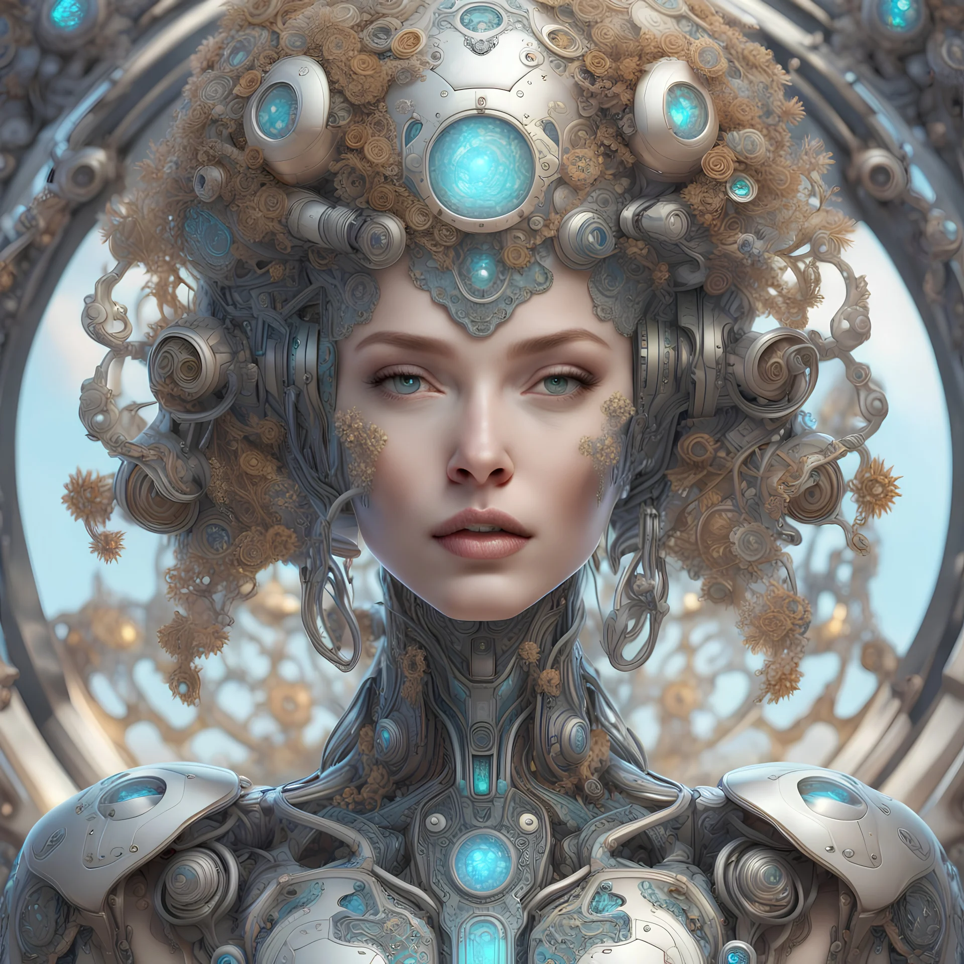 luxe glass robotic goddess, exquisite engraving, enchanted, delicate face, elegant, opal gears cyborg, luxury flowery suit🌷🌼🌿, highly detailed, digital painting, artstation, asymmetrical, concept art, smooth, sharp focus, 8k , trending on artstation, sharp focus, studio photo, intricate details, highly detailed, by greg rutkowski