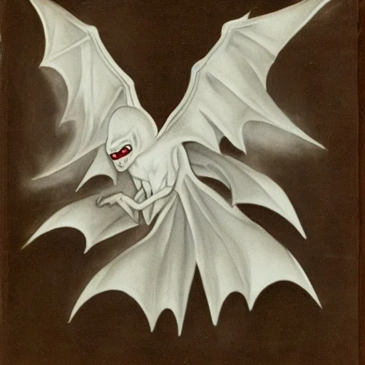 White bat monster with long limbs as Russian Orthodox nosferatu