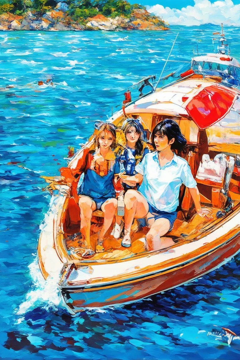 on the boat, japanese modern pop art