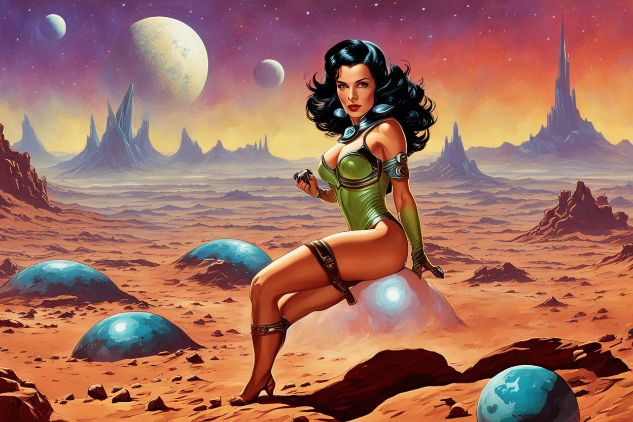 Sci-fi pin-up girl on an alien planet, John Carter of Mars