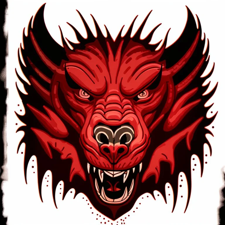 Closeup illustration of just the angry red eyes of a beast, tattoo design, black ink, cartoonist,