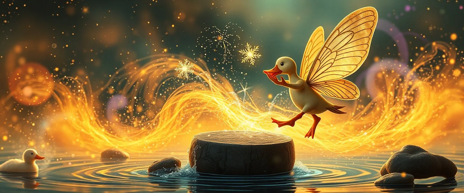 fairy magician throwing a magical duck
