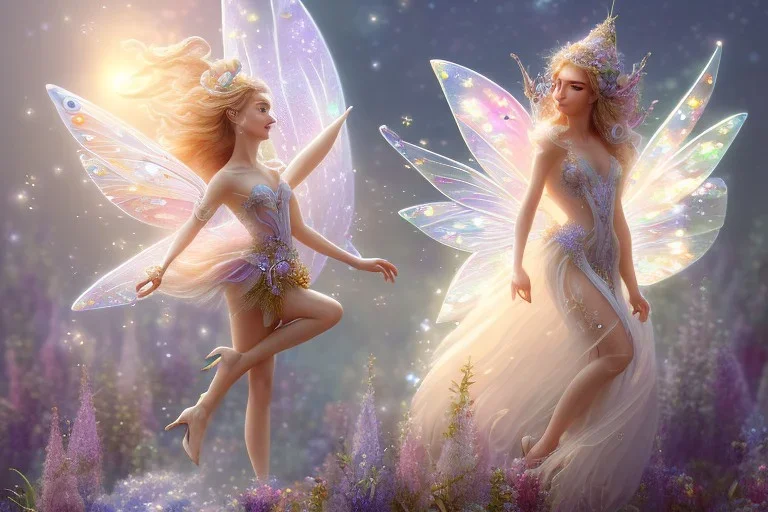 one very little beautiful fairy on a big crystal subtle flower in a galactic ambiance, transparent petals, delicate colors, in the foreground, full of details, smooth, bright sunshine，soft light atmosphere, light effect，vaporwave colorful, concept art, smooth, extremely sharp detail, finely tuned detail, ultra high definition, 8 k, unreal engine 5, ultra sharp focus