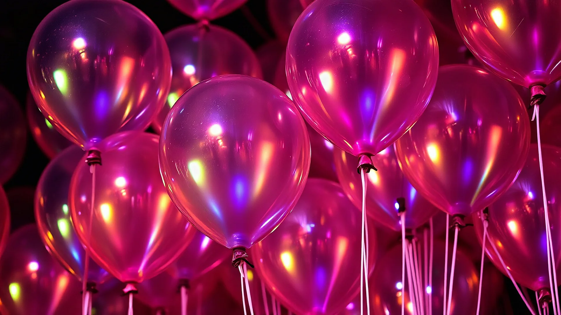 iridescent balloons. Detailed colour photograph.