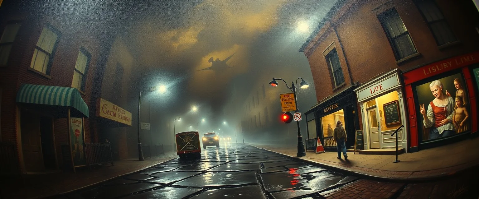 pin hole cam, master oil painting by Rembrandt, Nightmare on duck street