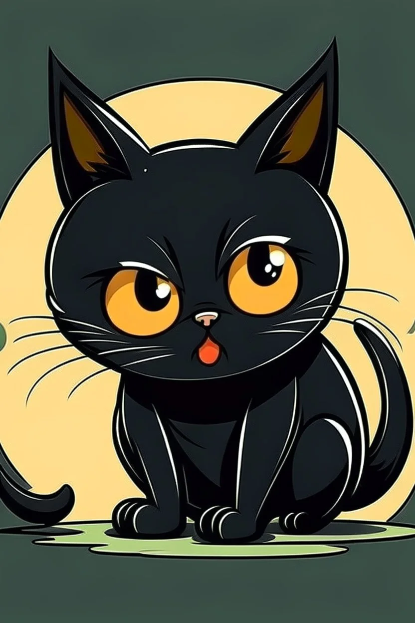 black cat hungry sad cartoon