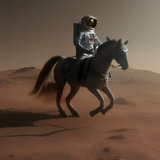 Riding horse astronaut mars