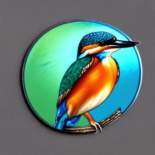 round coaster of kingfisher with stained glass effect, highly detailed, intricate, warm colors, digital painting