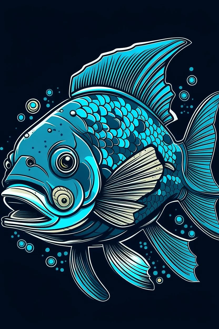 A ilustration gampad. fish , t-shirt design, no black ground, vector, 4k