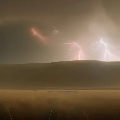 franz frazetta style,plains,lighting bolt strike, storm in the distance