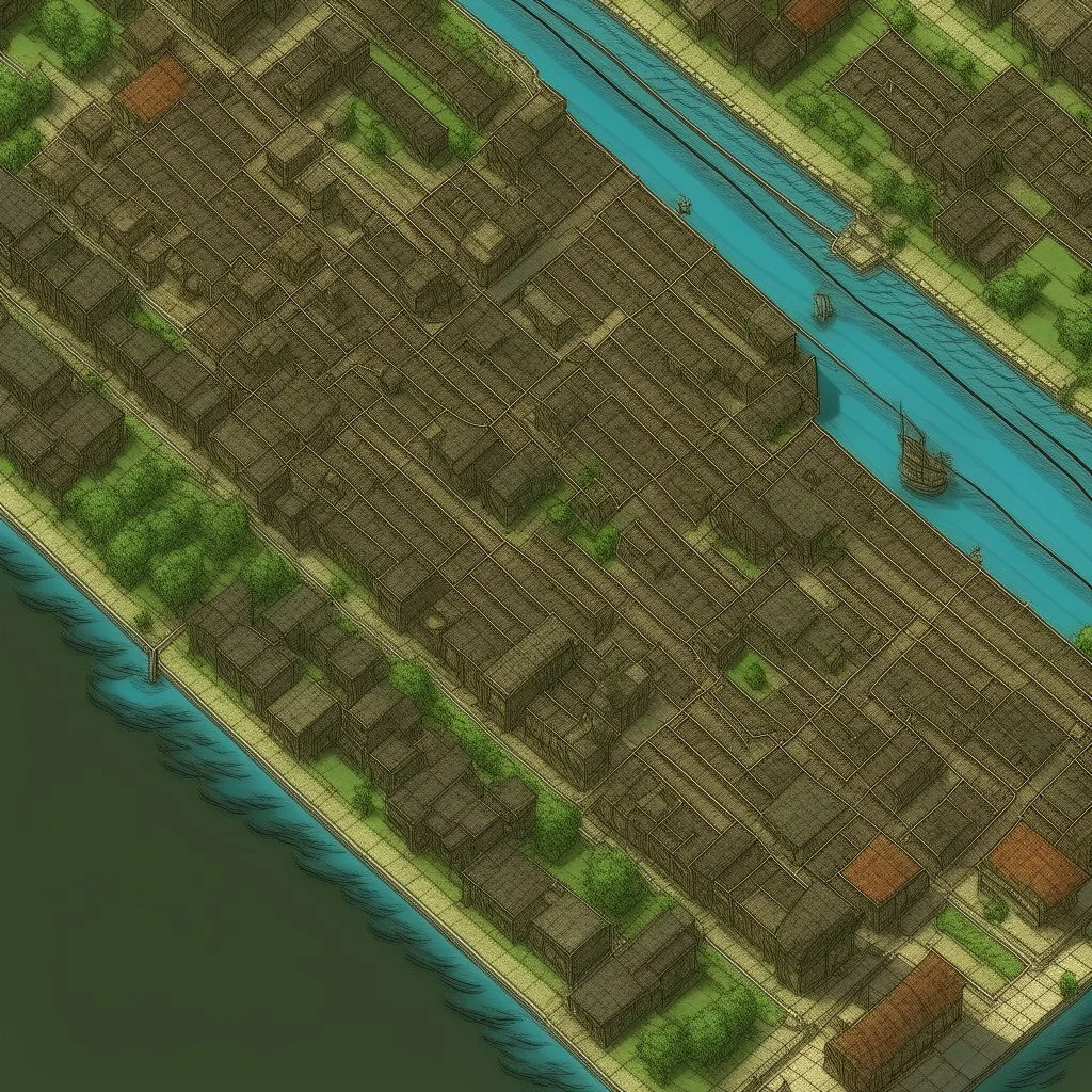 dnd, wonderdraft, map of city, illustration, bird eye view