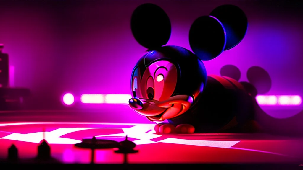 a spider mickey mouse hybrid, photorealism, movie screen capture, horror, sci-fi, retrofuturism,