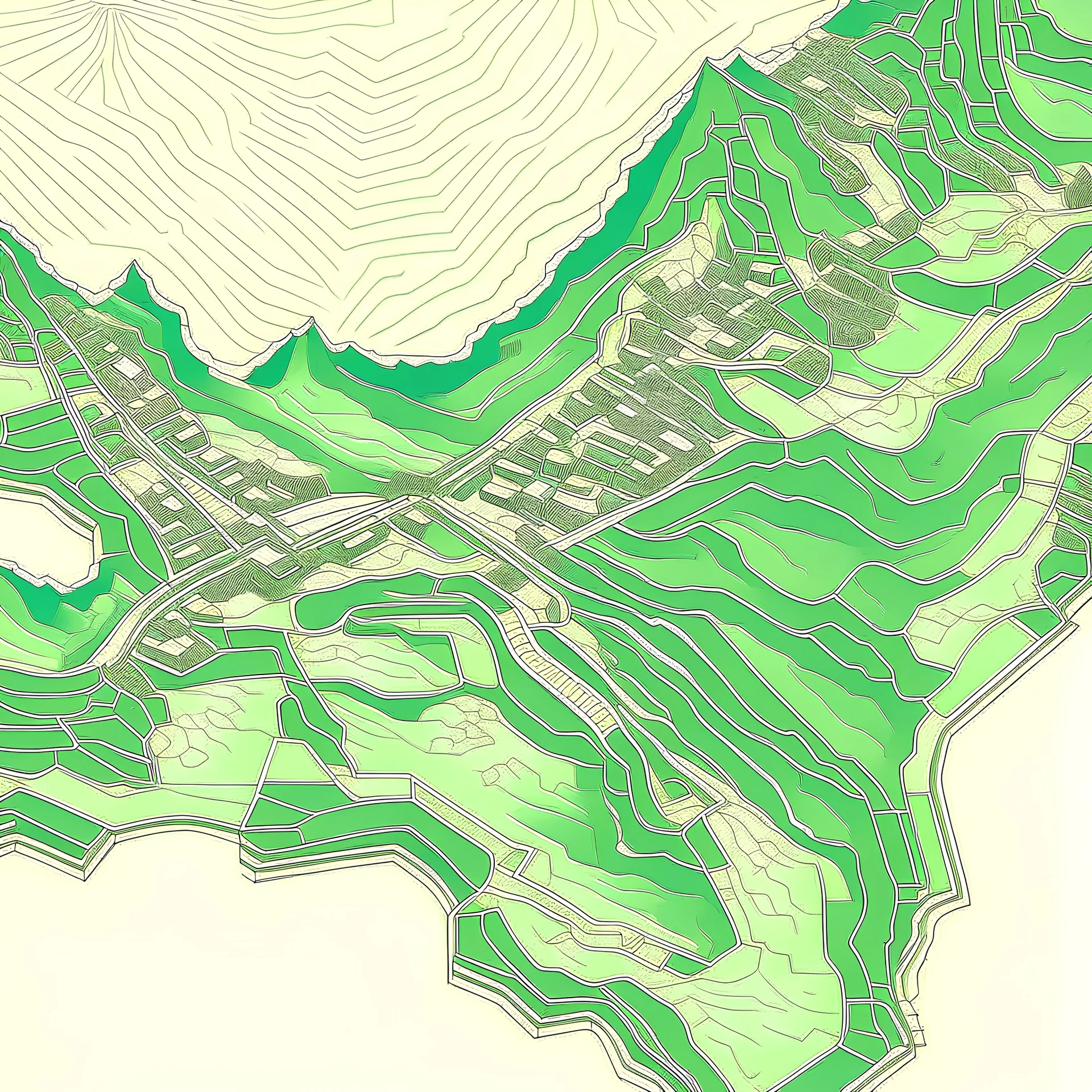 Topographic map, mountain, Lake, city, illustration,