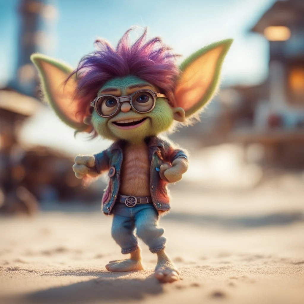 pen outline, hairy pimp groove funk fairy gremlin hippie in running inside big thread mill on beach ,bokeh like f/0.8, tilt-shift lens 8k, high detail, smooth render, down-light, unreal engine