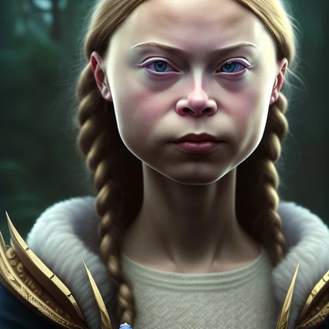  Greta Thunberg portraitfae, sidhe, ominous, nature, orchids, dnd character portrait, intricate, oil on canvas, insanely detailed, 16k resolution, retroanime style, perfect eyes, round pupil, cinematic smooth, intricate detail , soft smooth lighting, soft pastel colors, painted Renaissance style